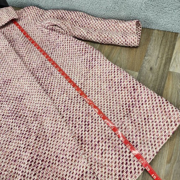DKNY Women's Size 14 Wool Blend Long Coat Jacket Pink Multi-Color Button Closure - Picture 12 of 14